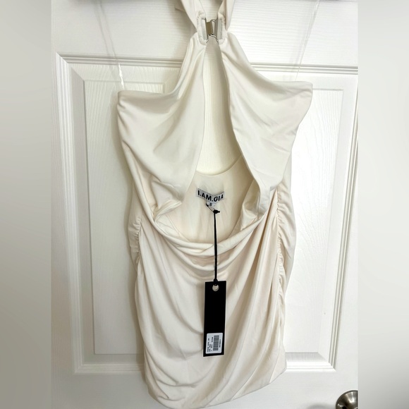 New I AM GIA WHITE HALTER DRESS - Picture 3 of 8